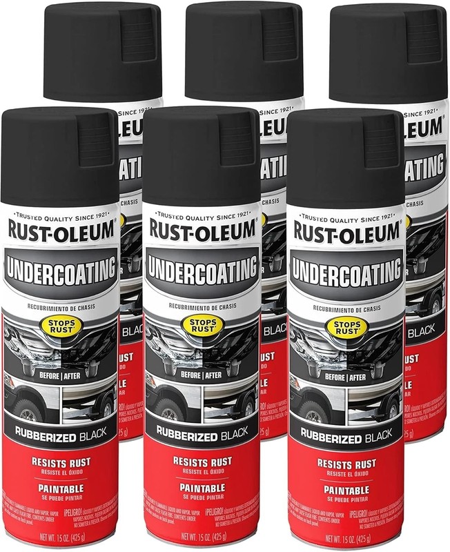 Rust-Oleum 248657-6PK Stops Rust Undercoating Spray, 15 oz, Rubberized Black, 6 gallery