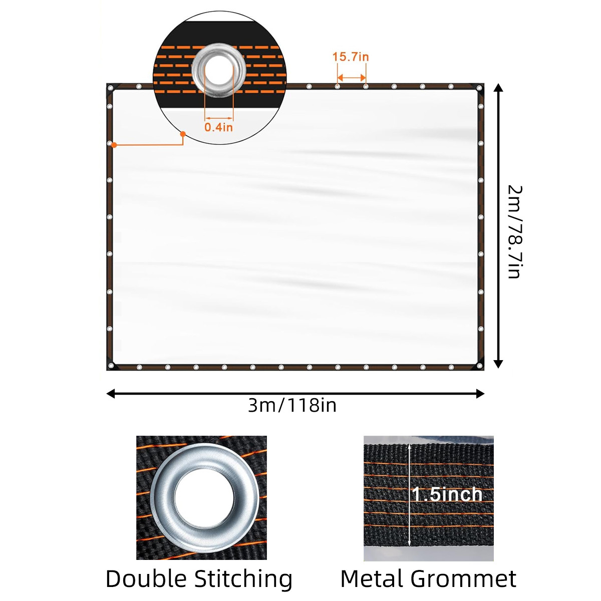 Waterproof Clear Tarp with Grommets Heavy Duty PE Tarpaulin Cover Outdoor Use gallery