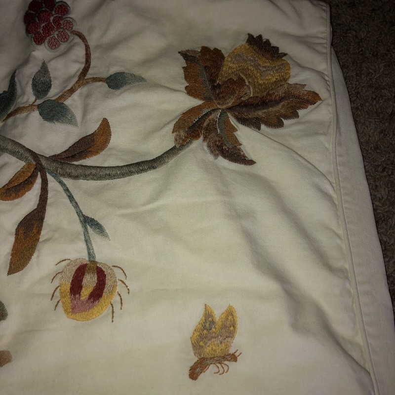 Pottery Barn Pillow Case Decorative Fall Winter Spring Embroidered Flower Square gallery