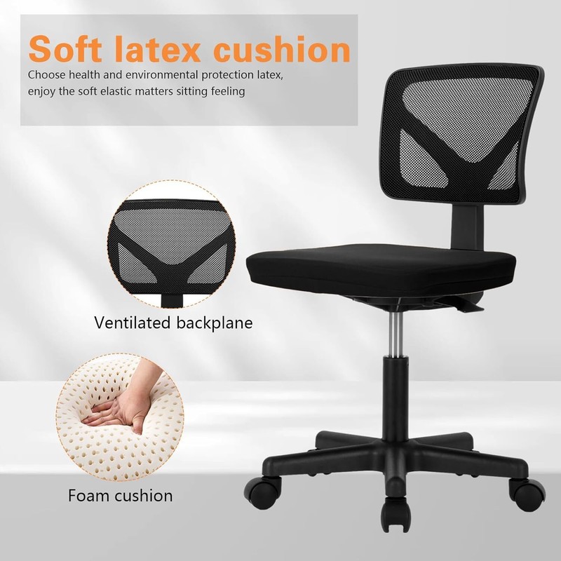 Adjustable Height Mesh Chair Computer Armless Home Office Desk Chair Ergonomic gallery