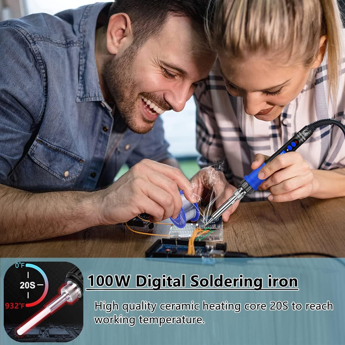 Soldering Iron Kit, High Power 100W Soldering Iron Fast Heating, Circuit Board 1 gallery