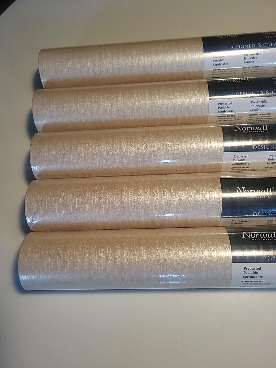 Norwall Wallpaper Roll 5 Count Retro Pattern Vinyl SEALED Creamy Pearl NICE gallery