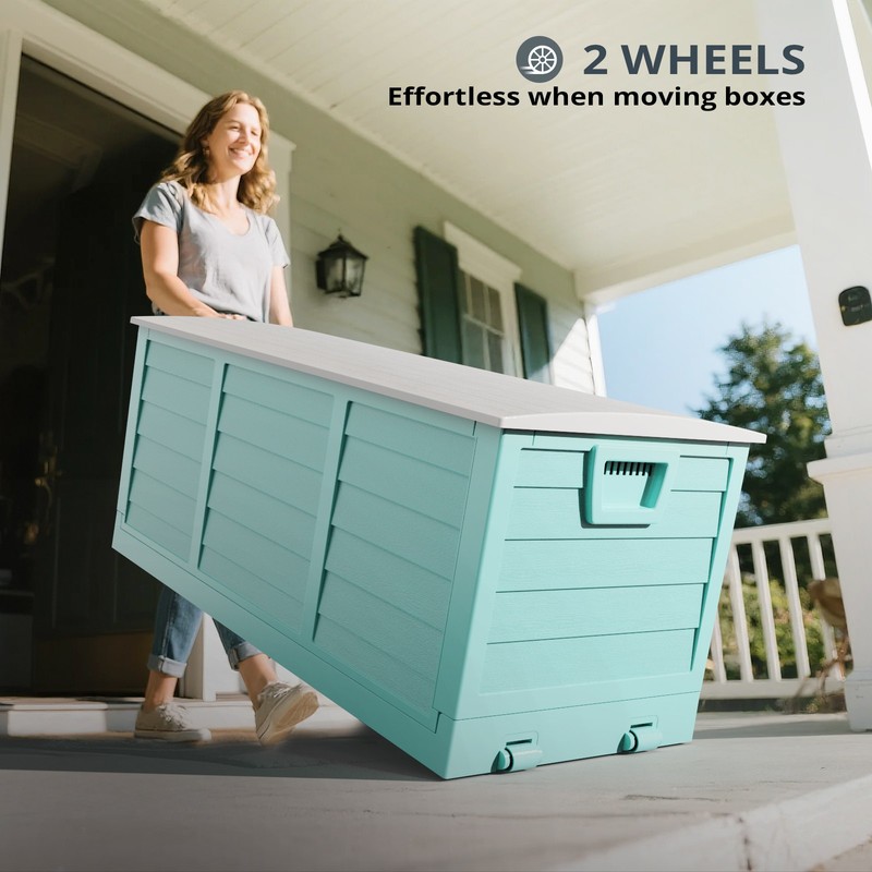 Portable 75GAL Storage Deck Box Outdoor Foldable Fast Installation with Wheels gallery