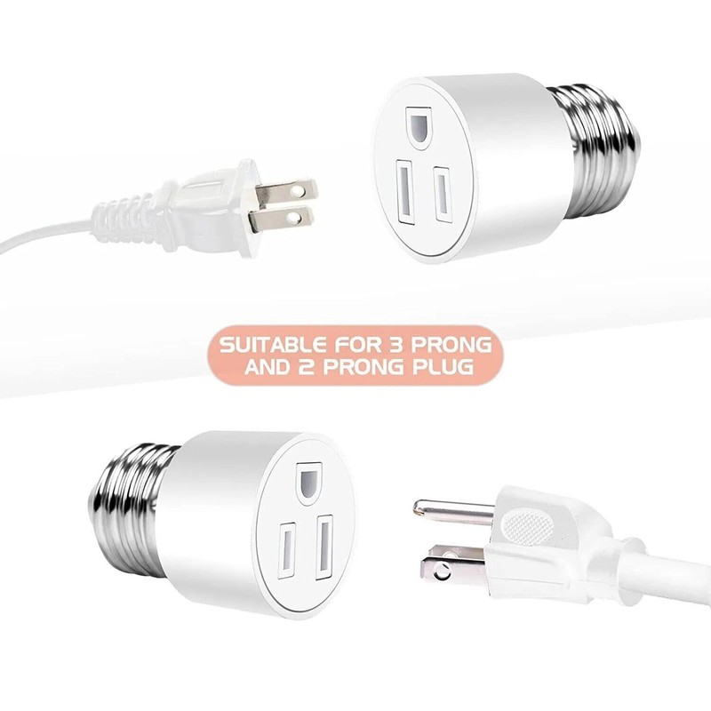 2-4 PACK Light Socket Plug Adapter,3 Prong Light Socket to Plug Adapter, E26/E27 gallery