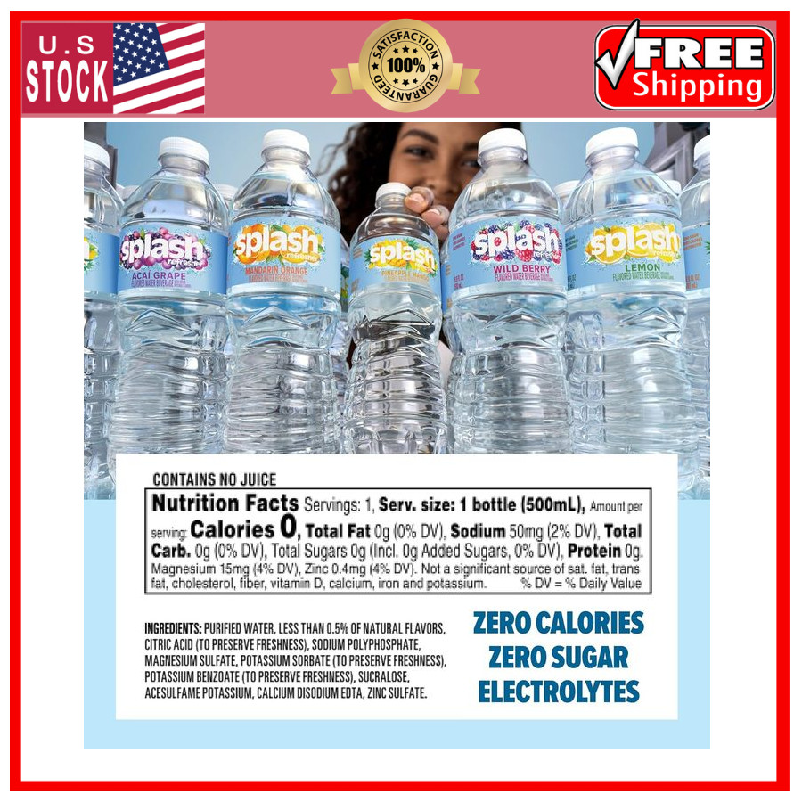 Splash Refresher Acai Grape Flavored Water, 16.9 Fl Oz, Plastic Bottle Pack of 6 gallery