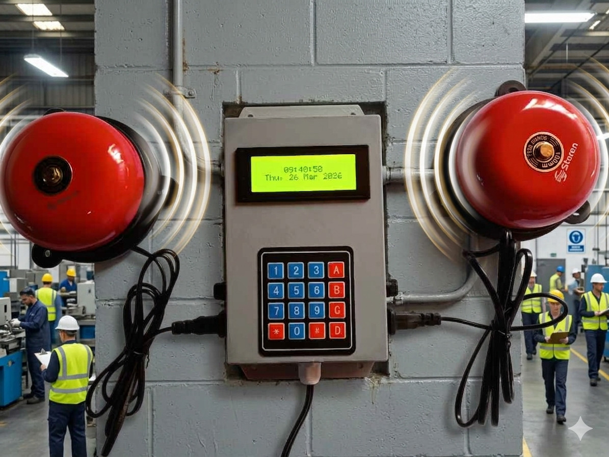 Industrial Shift Timer Two 4" Bells 72 Alarm Weekly Message, 2 bell Custom Mes gallery