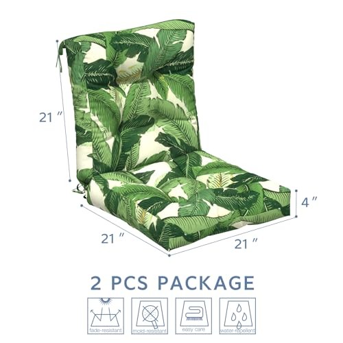 Outdoor Tufted Low Back Cushions, Solid Fluffy 42x21x4 Swaying Palms Green gallery