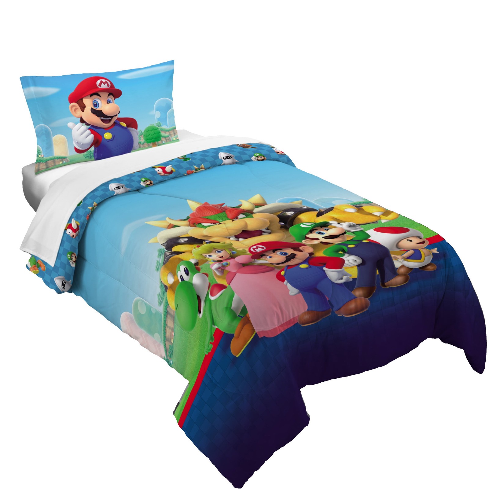 Super Mario Kids Comforter and Pillowcase, 2-Piece Set, Twin/Full, Reversible gallery