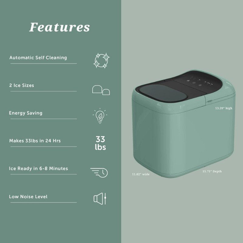 Ice Maker Machine Portable Counter Top Ice Cube Maker for Home 33lbs/Day 24H NEW gallery