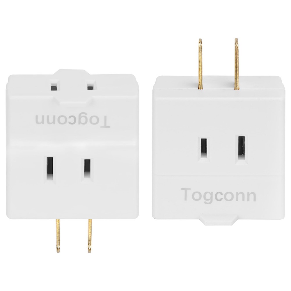 2-Prong 3-Outlet Polarized Wall Extender 2 Pack - Multi Plug Splitter Convert...