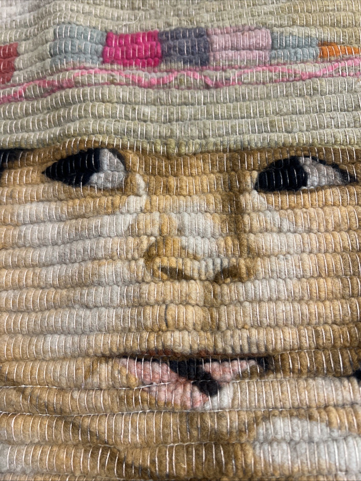Mid Century Peruvian Folk Woven Wall Tapestry Cultural Art Child Peru, 42x36 gallery