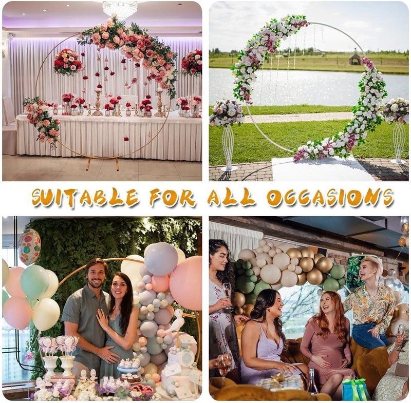 Round Backdrop Stand Circle Arch, 6.5ft Golden Metal Balloon Arch Kit for Par... gallery