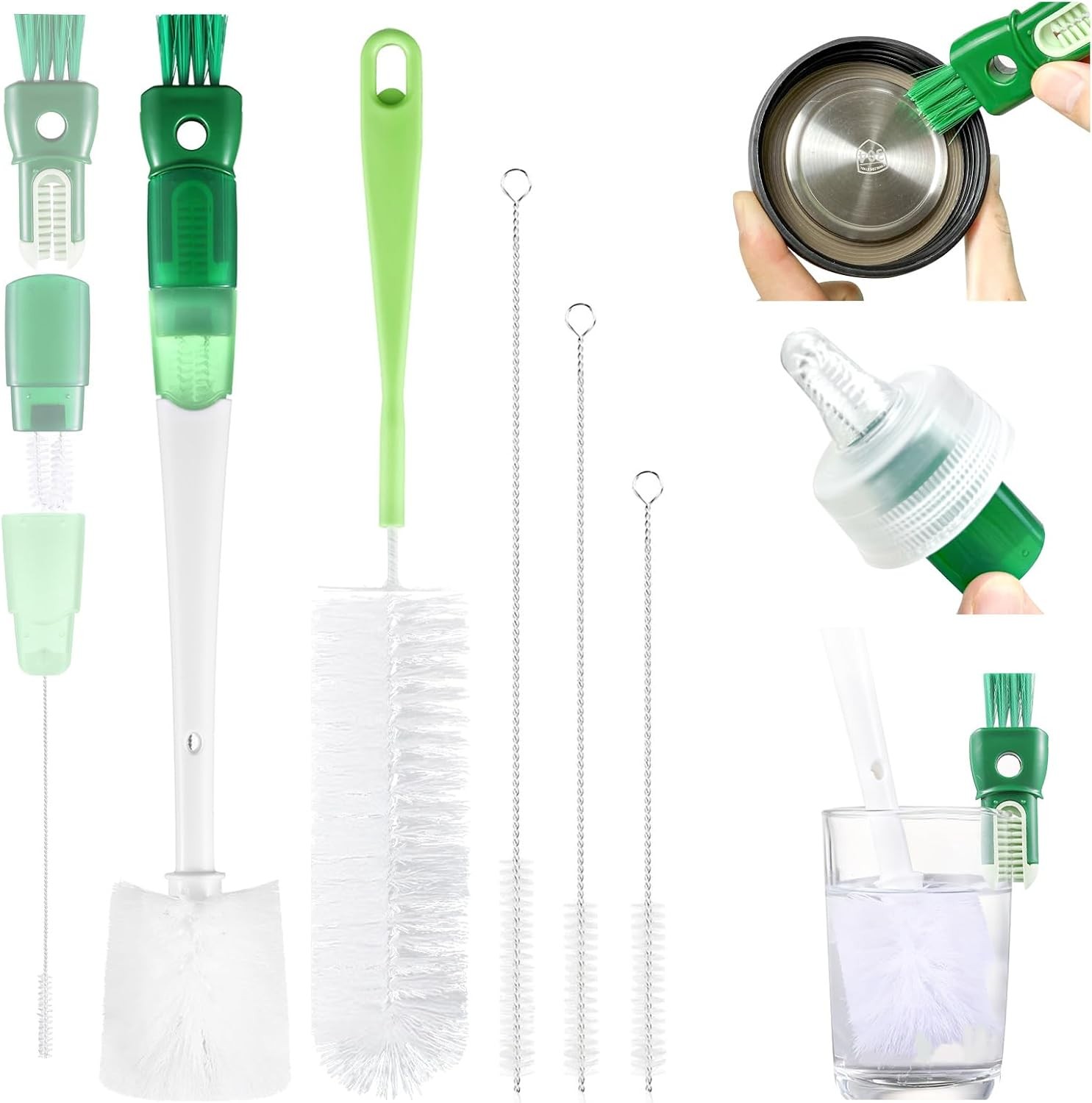 5 Pack Bottle Brush Set, 5 in 1 Water Bottle Cleaning Brush, Long Handle Narrow gallery