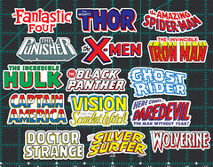 15 Marvel Classic Logo Stickers – Clear, Holographic, or White- Spiderman Thor