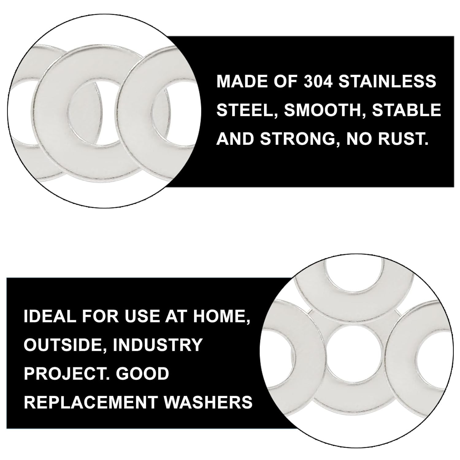 200 Pack #10 Flat Washer 304 Stainless Steel SAE Metal Washers for Bolts Screws gallery