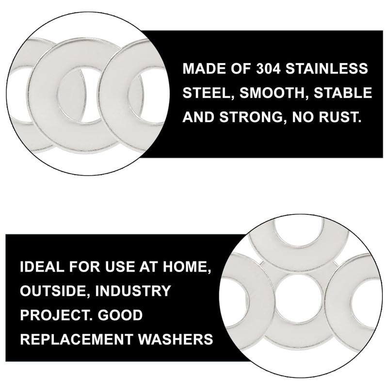 200 Pack #10 Flat Washer 304 Stainless Steel SAE Metal Washers for Bolts Screws gallery