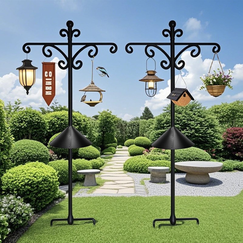 92Inch Shepherds Hooks for Outdoor with Squirrel Baffles – 6 Adjustable Hooks... gallery