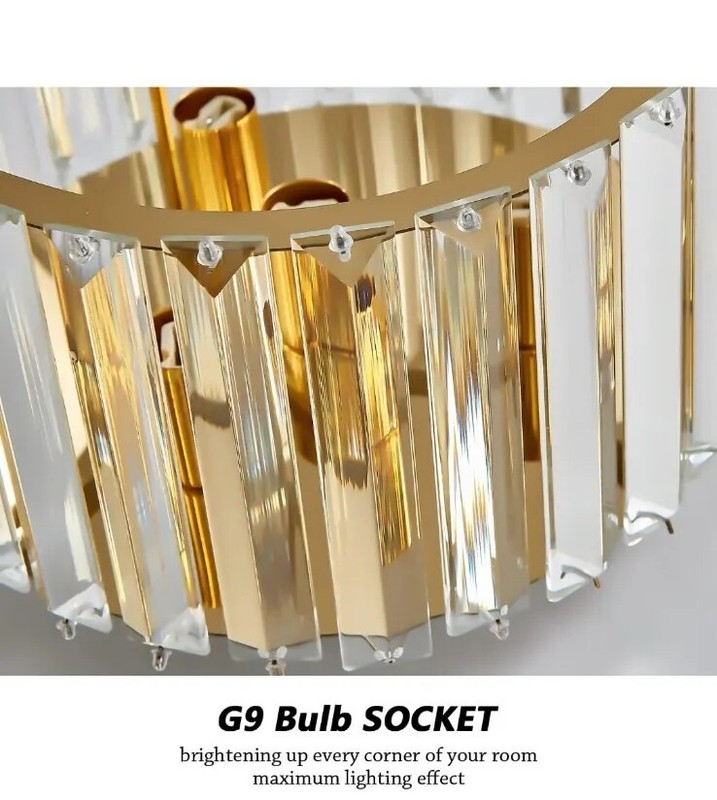 Fancy Crystal Ceiling Light Fixture Mini Flush Mount Chandelier G9 Socket -Gold gallery