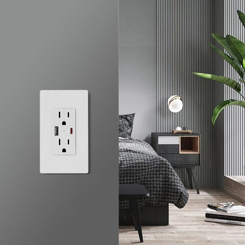 10Pcs 15 Amp Usb Wall Outlet with Type C & USB A Port, UL Listed TR Receptacle gallery