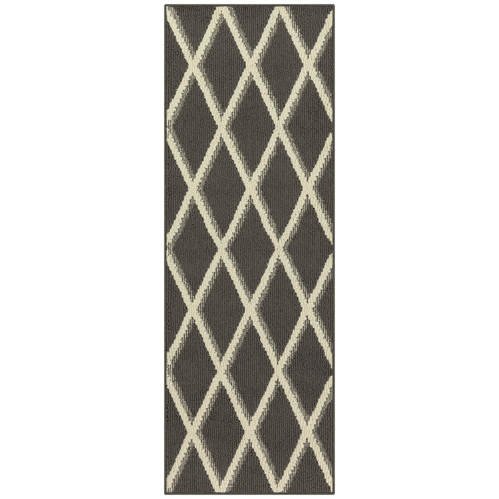 Diamond Geometric High Low Pile Gray Indoor Runner Rug 1'9"x5' gallery
