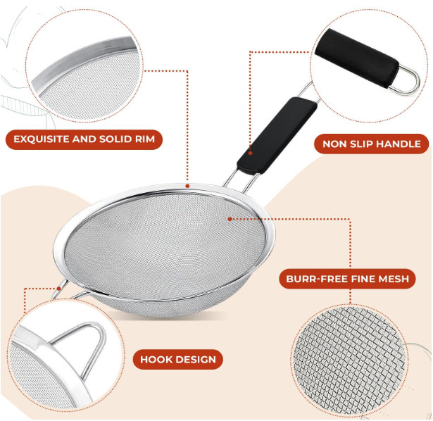 Herlig™ Fine Mesh Strainer Set - Pack of 3 Rust Proof Stainless Steel Mesh gallery