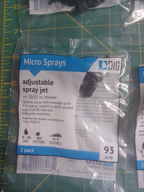 (12) DIG Micro Spray adjustable spray jet on 10/32 in. thread #93(309B) 6 pac X2 gallery