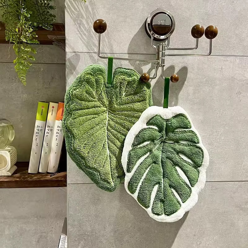 Leaf Hand Towel Soft Absorbent Hanging Bathroom Kitchen Washcloth Towel gallery