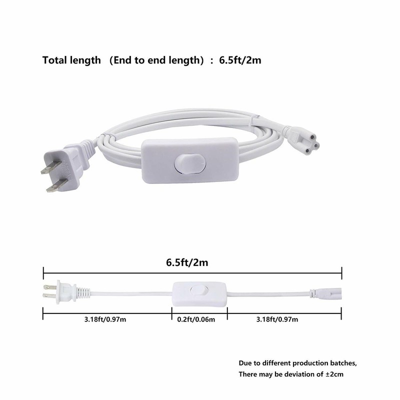 6FT LED Integrated Light Power Cord with ON/OFF Switch for use with T5/T8 Lights gallery