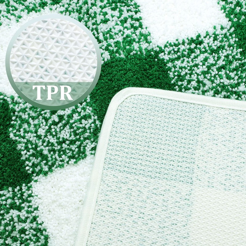Microfiber Plaid Pattern Bathroom Rugs Extra Soft Fluffy Absorbent 20x30 Green gallery