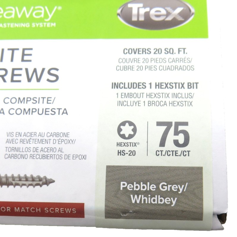 Trex Hideaway Composite Deck Screws Pebble Gray 10x2-1/2 75 Count gallery
