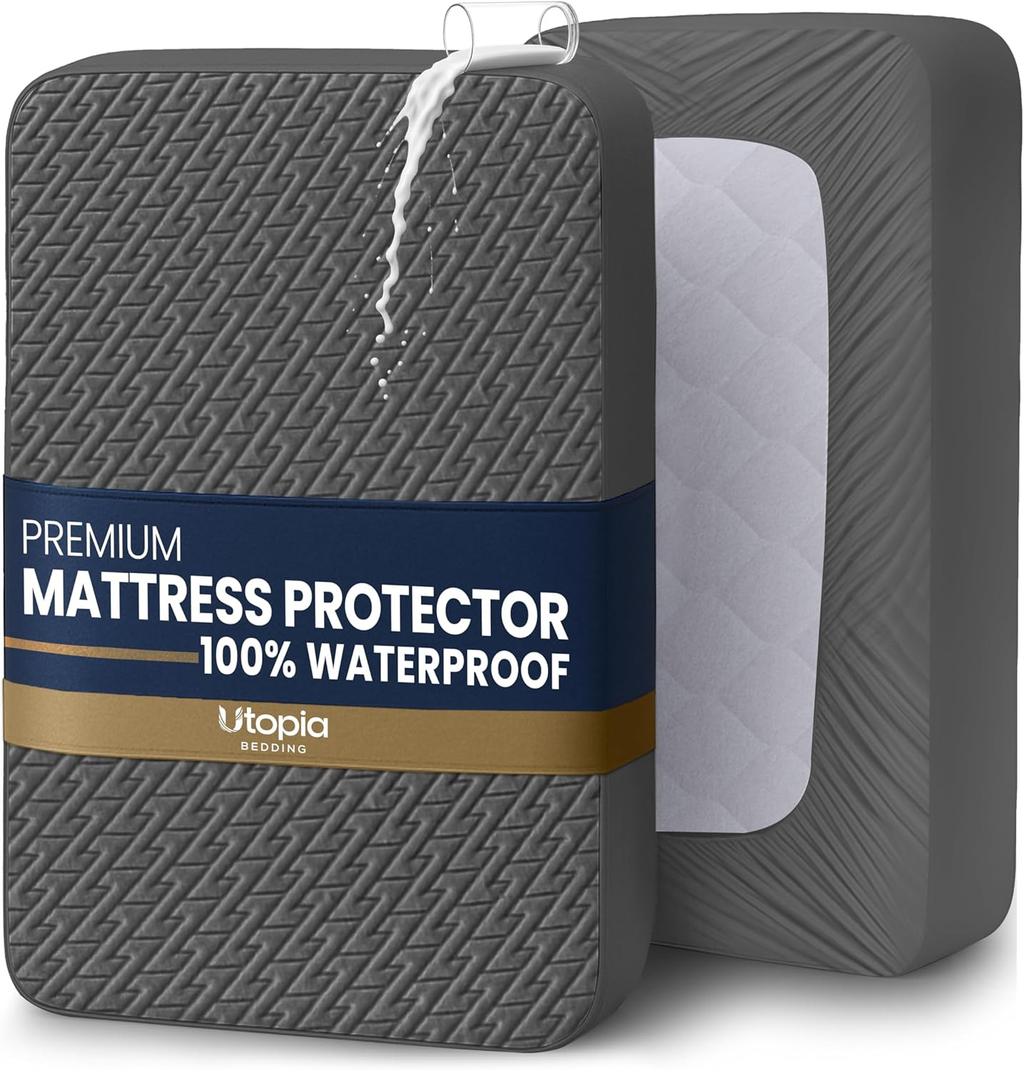 Waterproof Mattress Protector Twin Size (Gray), Premium 3D Air Soft Fabric Mattr gallery