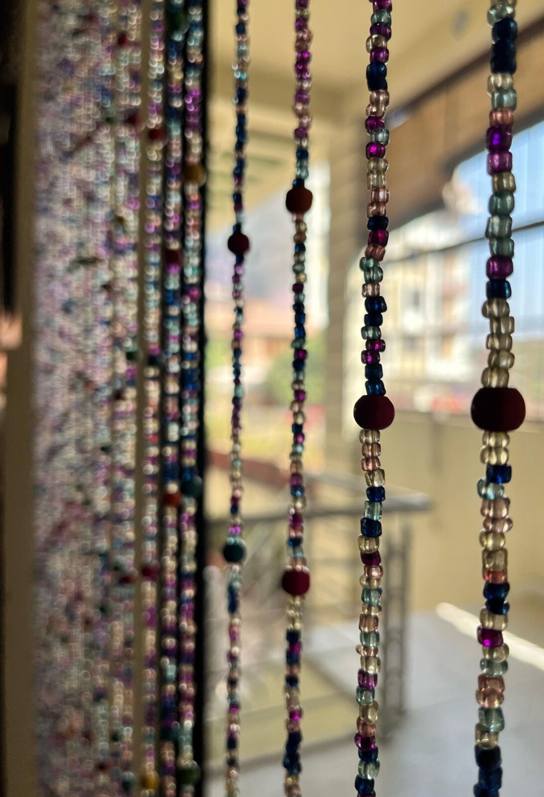 Handmade Beaded String with bells Curtain Hippie Boho Colorful Home Décor 190 cm gallery