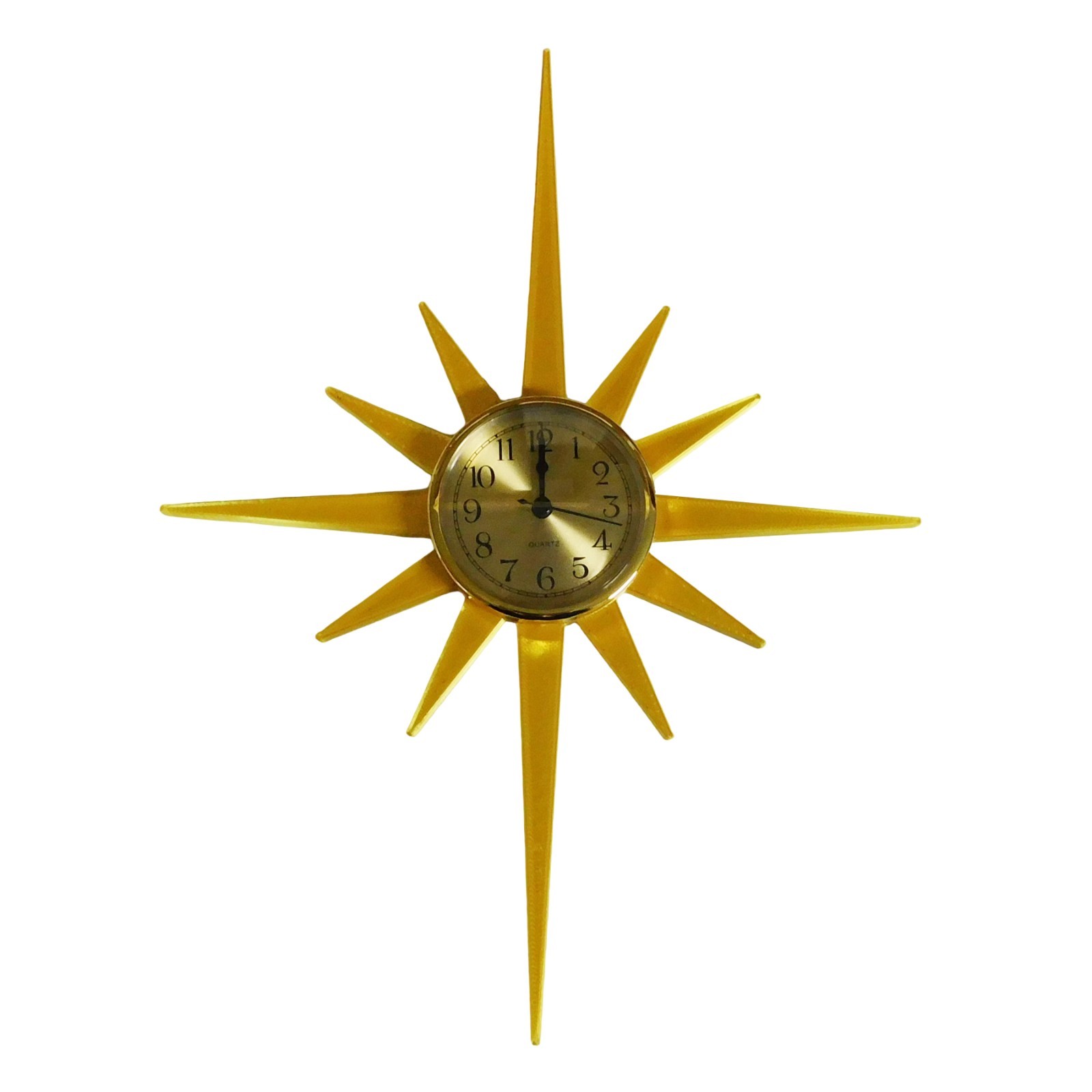 Mid Century Modern Sunburst Wall Clock – 3D Printed– 16" x 12" gallery