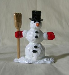 Classic Traditional hand-painted Snowman, Christmas Village holiday train layout