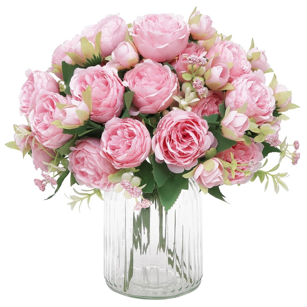 2 Packs Peonies Artificial Flowers Light Pink Artificial Peonies Silk Peonies