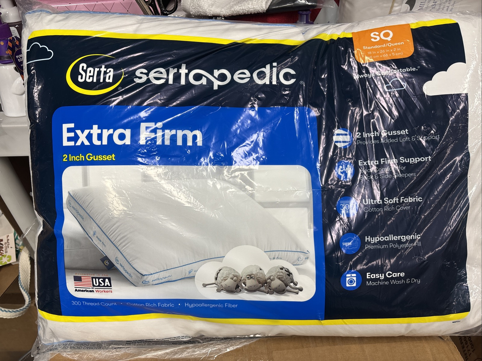SERTAPEDIC Extra FIRM PILLOWS 2 each STD SIZE HYPOALLERGENIC MACHINE WASHABLE gallery