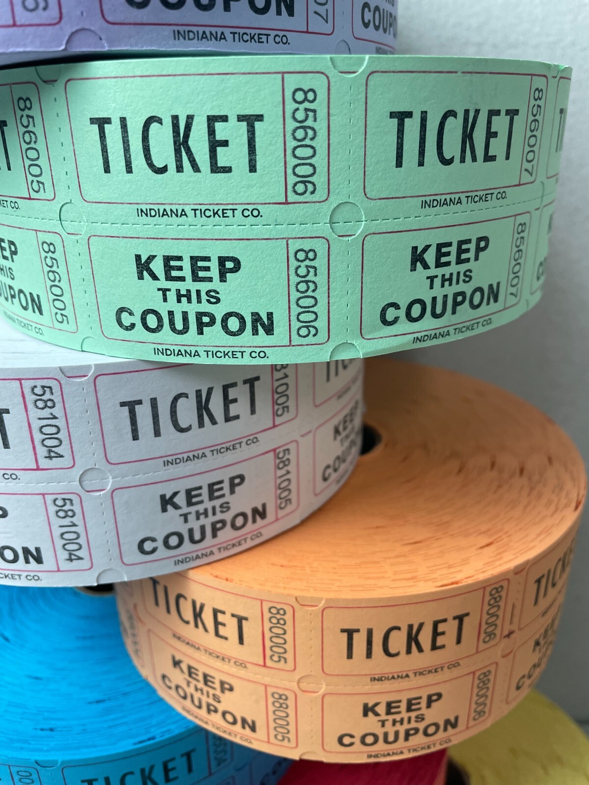 5 Rolls Raffle Tickets 2000 50/50 Double Stub Five Roll Deal 10,000 Fund Raiser gallery
