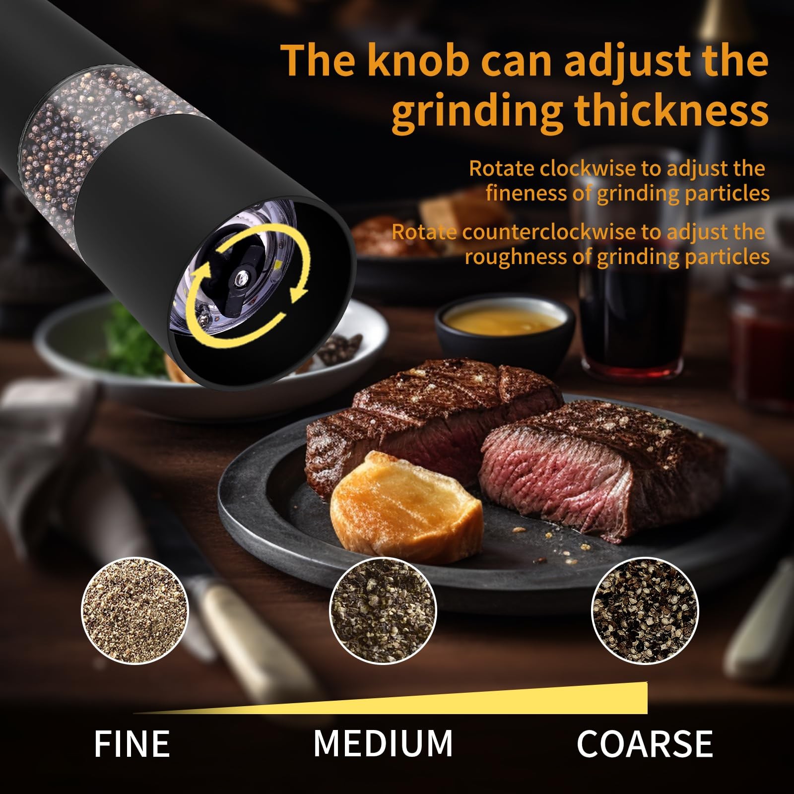 Electric Salt and Pepper Grinder Set - Adjustable Coarseness, Battery-Operate... gallery