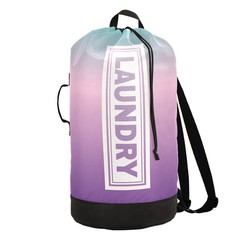 Green Pink Purple Gradient Laundry Backpack Large Heavy Duty Laundry Bag for …