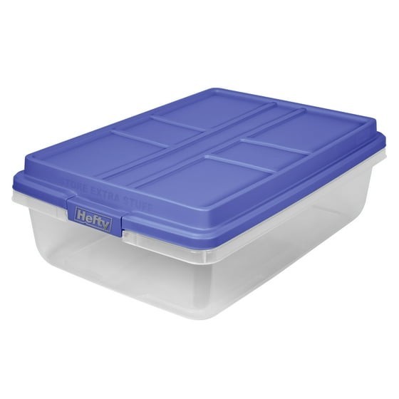 , 40 Quart Clear Storage Bin, Latched Storage Container, with HI-RISE Blue Lid gallery