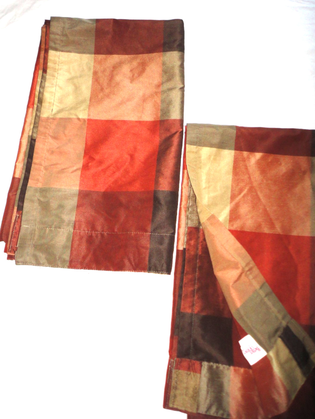 BETTER HOMES PLAID GREEN COPPER RUST GOLD CINNAMON (PAIR) WINDOW PANELS 49 X 82 gallery