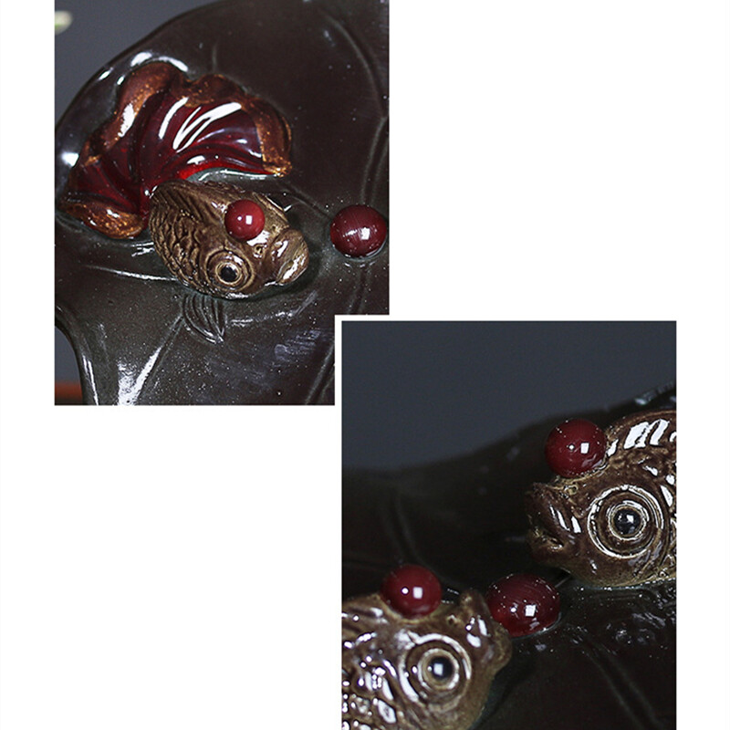 Color Change Tea Pet Creative Home Decoration Resin Golden Fish Zisha Lotus Leaf gallery