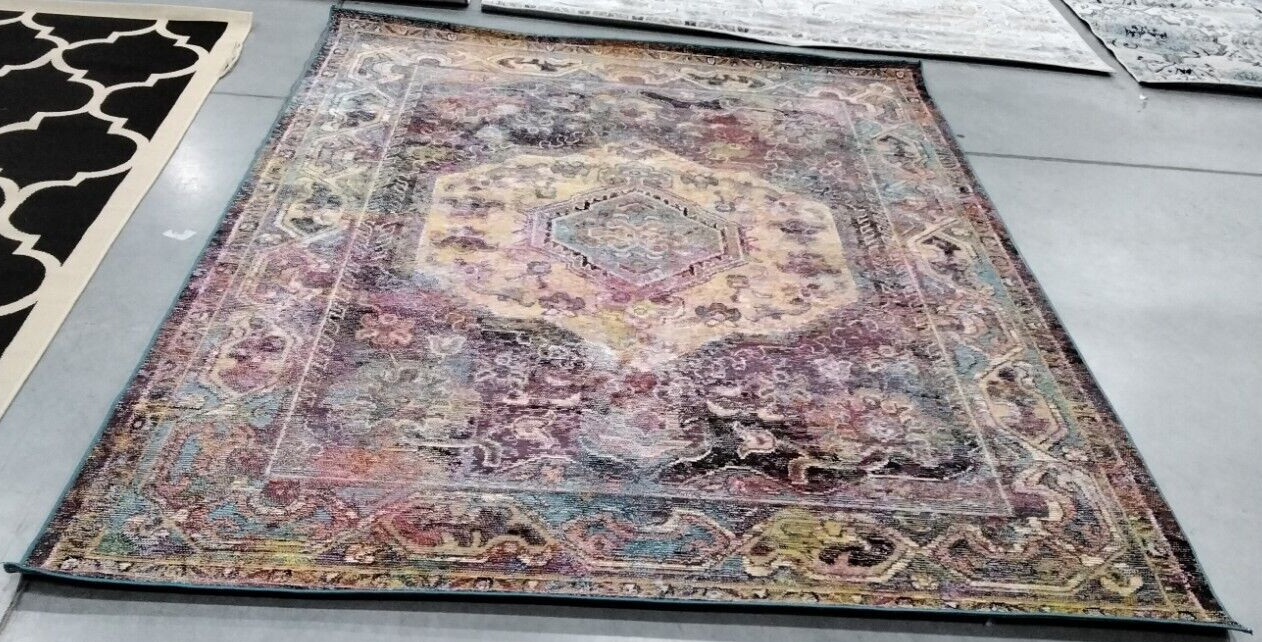 TEAL / ROSE 6'-7" X 9'-2" Back Stain Rug, Reduced Price 1172732433 CRS514T-6 gallery
