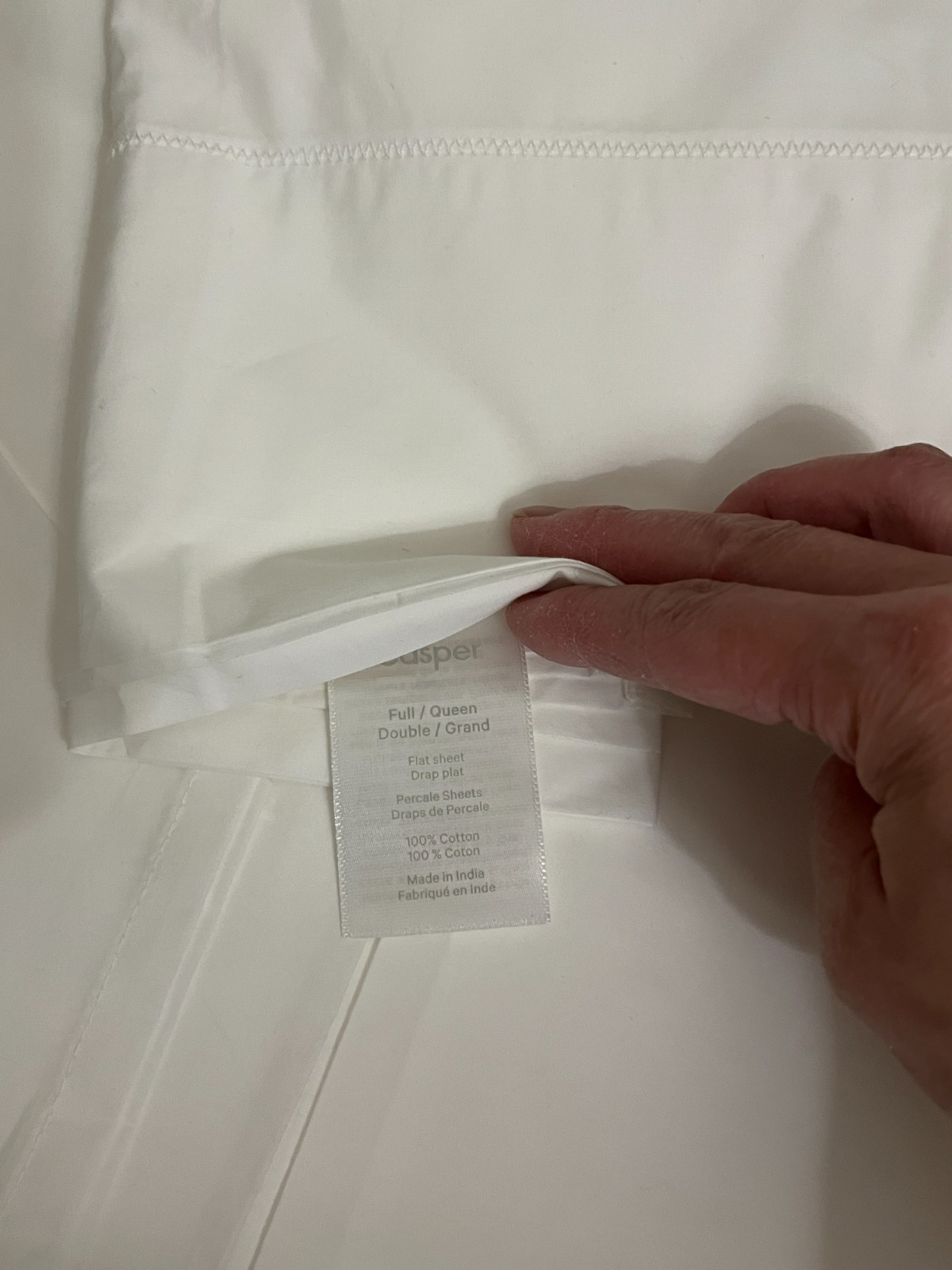 NWOT Casper 100% Cotton Percale Full Queen Flat Sheet White NEW gallery