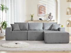 107″ Cloud Sofa Comfy Deep Seat Couches Boneless Corduroy Modular Couch 3-piece