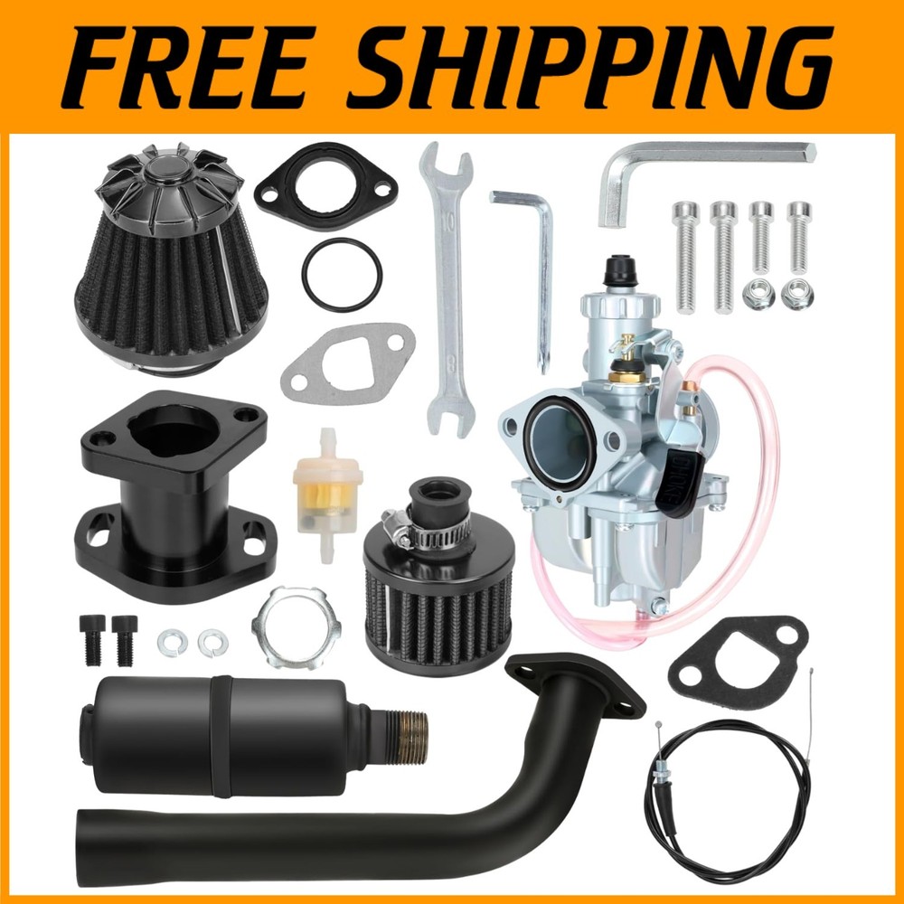 Complete Carburetor Stage 2 Kit with Muffler for Go Kart & Mini Bike Enthusiasts