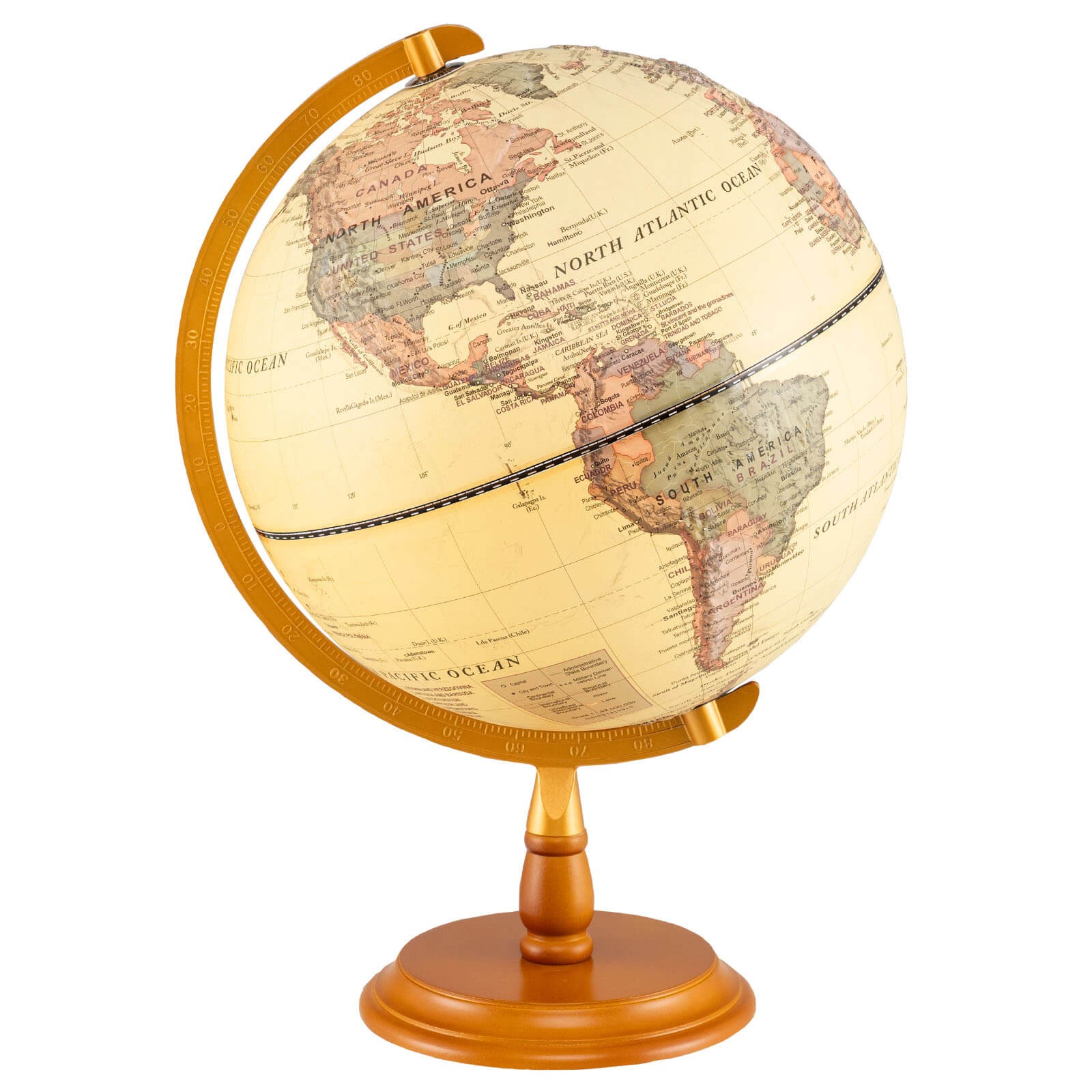 12” Illuminated World Globe w/Raised Relief LED Lights & Time Zone Non-Slip Base gallery