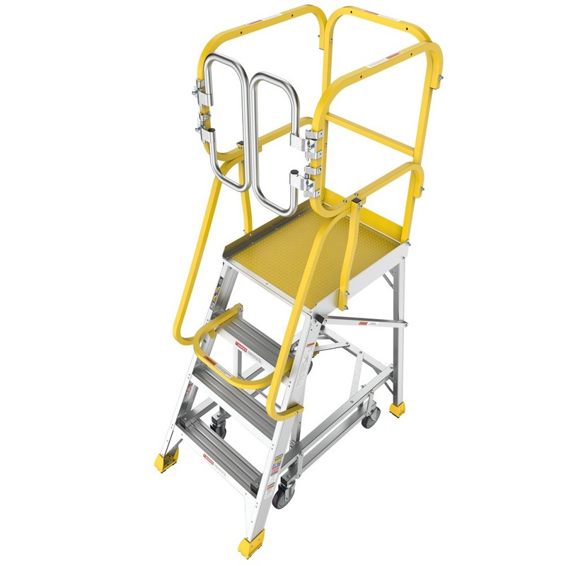 4 Step 375lbs Aluminum Rolling Platform Ladder gallery
