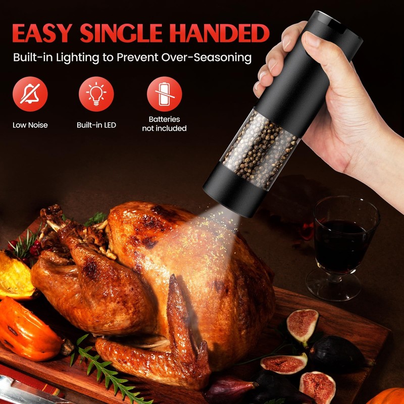 Grinder Salt Pepper Set Automatic LED Adjustable Coarseness Electric Kitchen gallery
