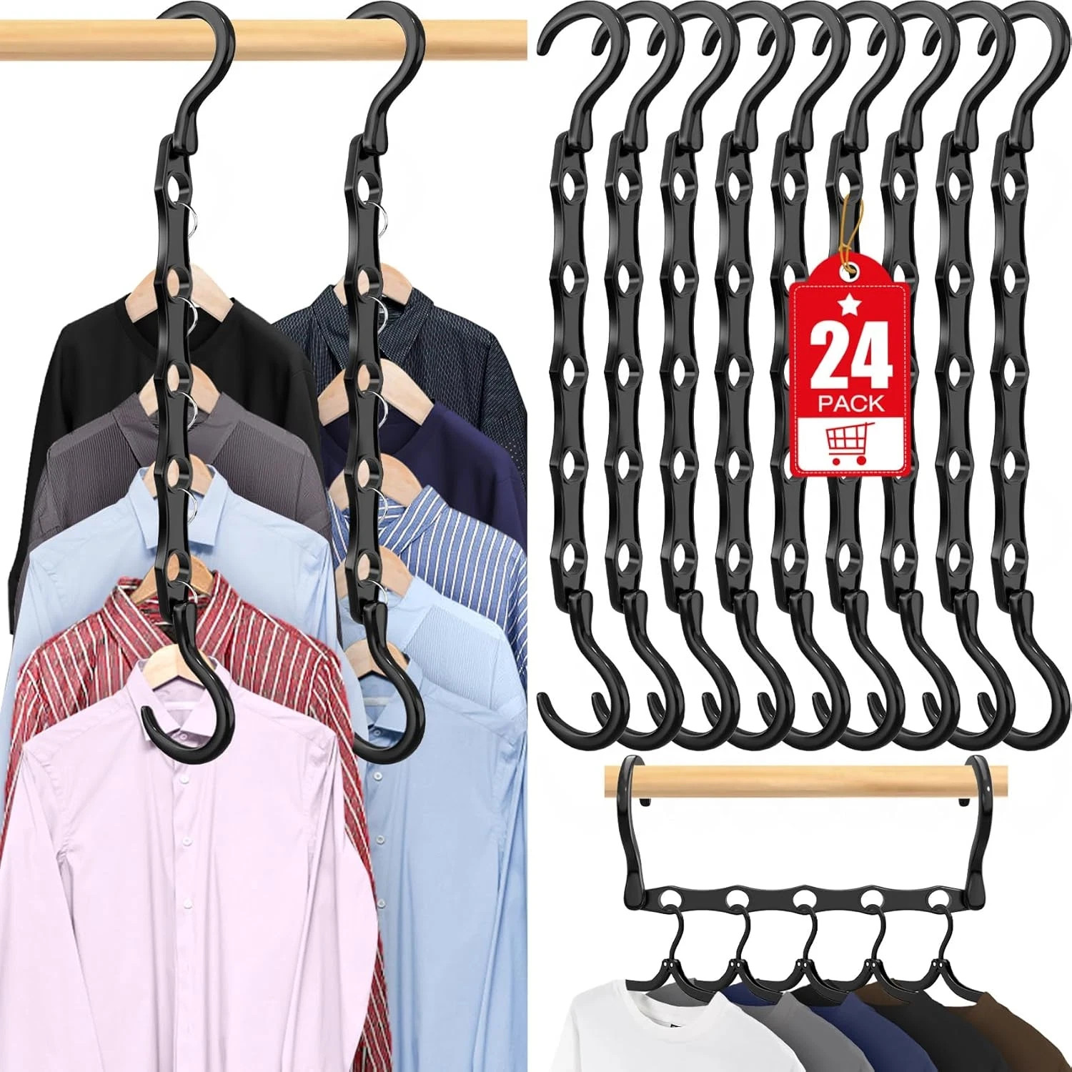 24 Pack Hangers Space Saving Magic Plastic Hanger Organizer Shirt Space Saving H gallery